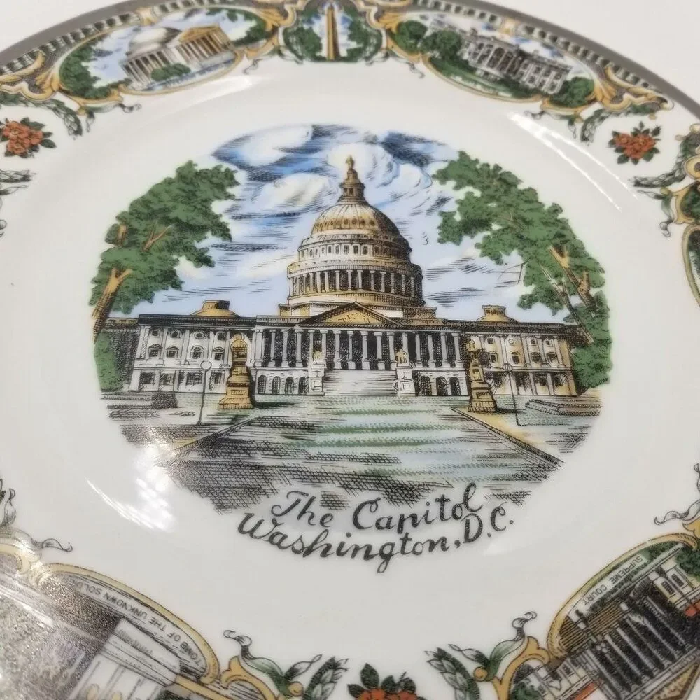 Vintage Capital Washington DC Collector Plate Souvenir White House Japan